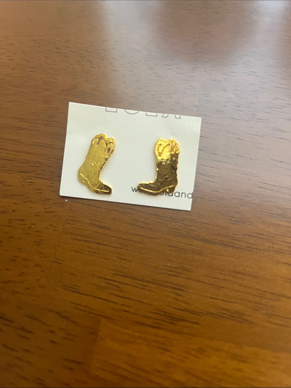 Gold Cowboy Boot Stud Earrings - Gold Tone
